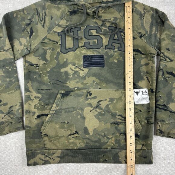 Under Armour X Project Rock Men's Camo Pullover Veteran's Day USA Hoodie - Picture 13 of 16
